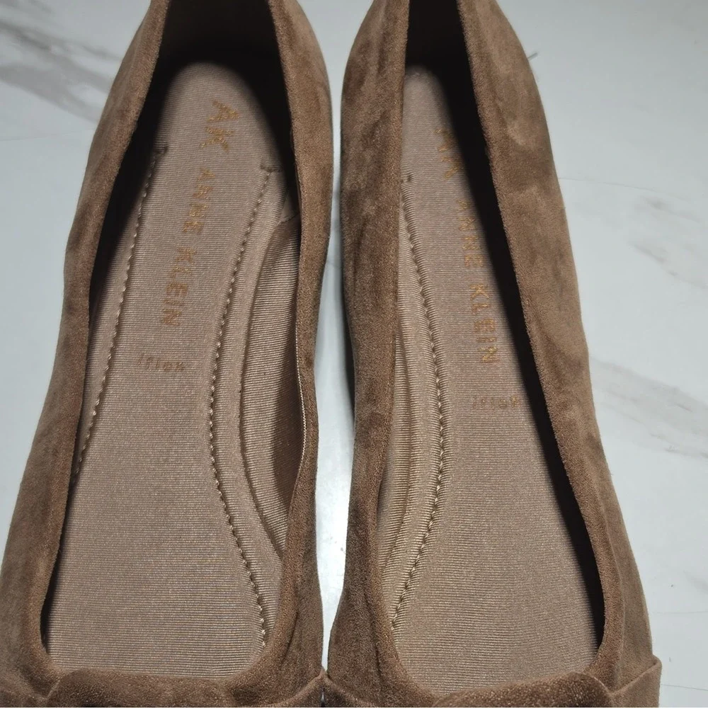 New Look Women's Brown Faux Suede Slip-On Ballet Flats Buckle Pointed Toe AU‎ 8